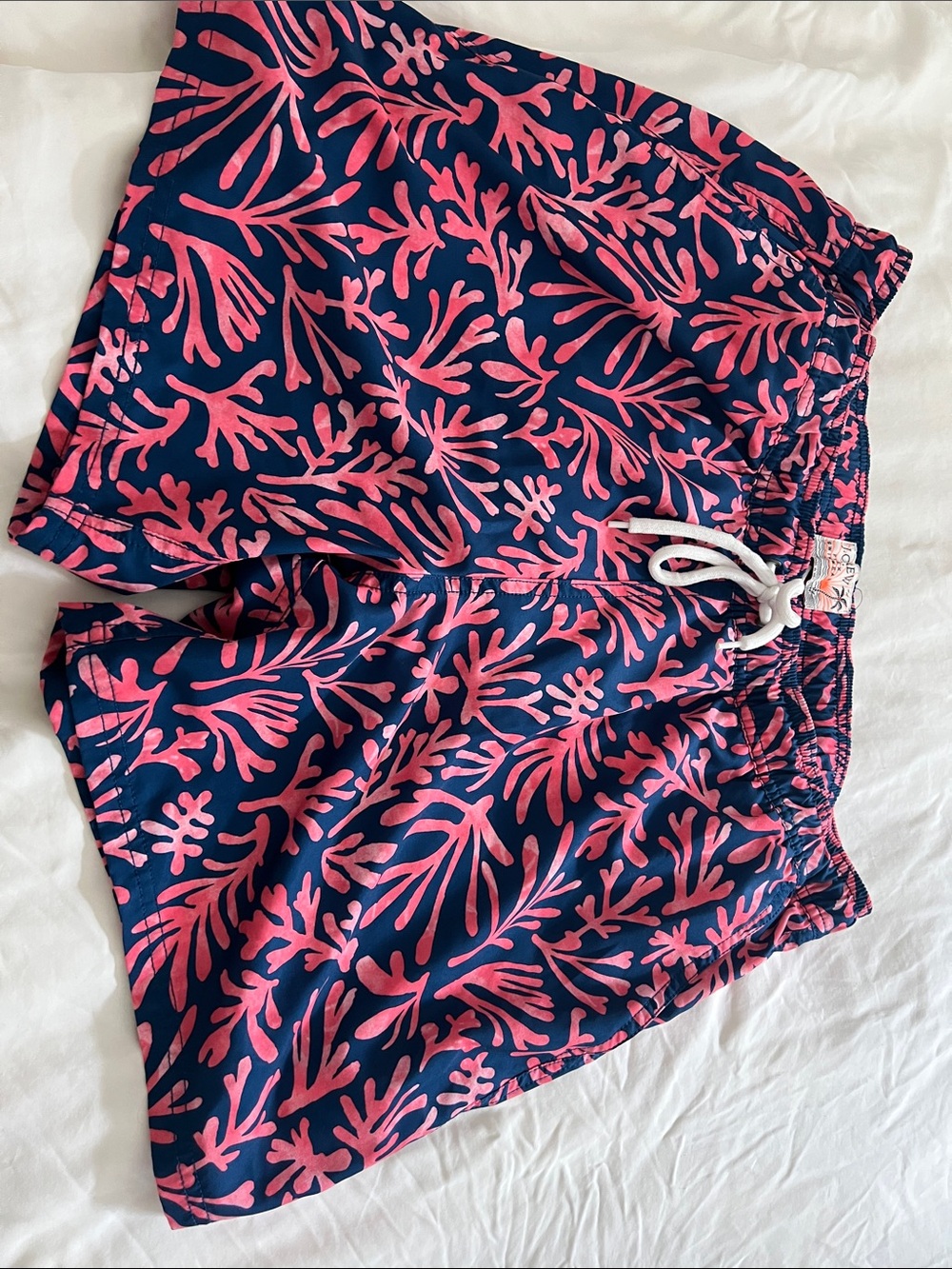 J crew mens Coral Print Drawstring Shorts - Navy & Pink